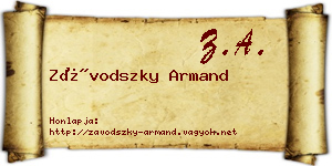 Závodszky Armand névjegykártya